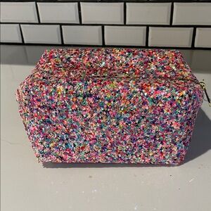 Nicole Miller Multicolor Sequin Rectangular Cosmetic Bag NF